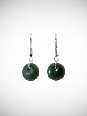 Moko Pounamu Porohita (Disc) Genuine NZ Kawakawa Greenstone & Sterling Silver Earrings - Waimana Moko Pounamu Porohita (Disc) Genuine NZ Kawakawa Greenstone & Sterling Silver Earrings - Waimana