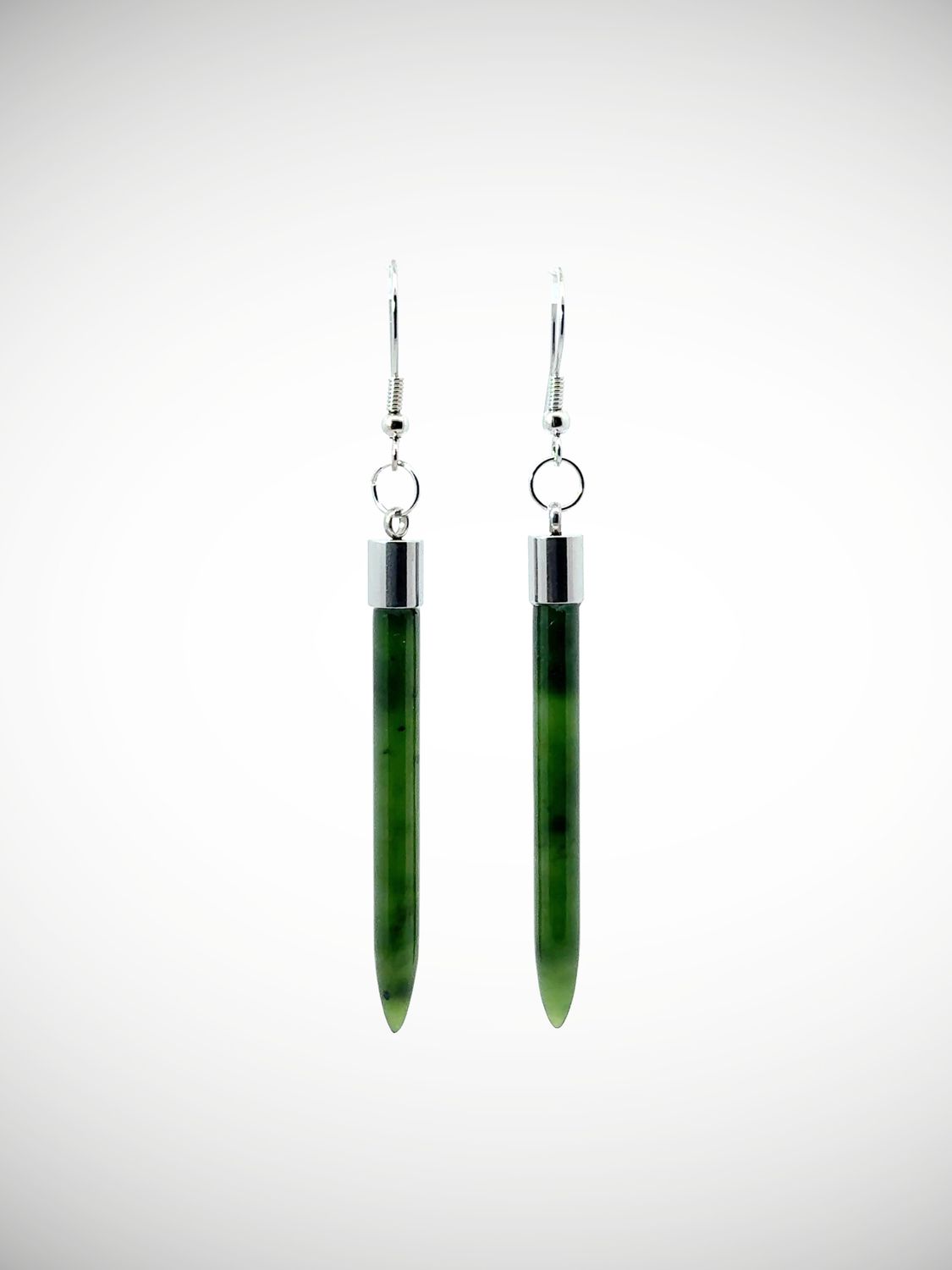 Moko Pounamu Genuine NZ Kawakawa Greenstone & Sterling Silver Earrings - Waimakariri