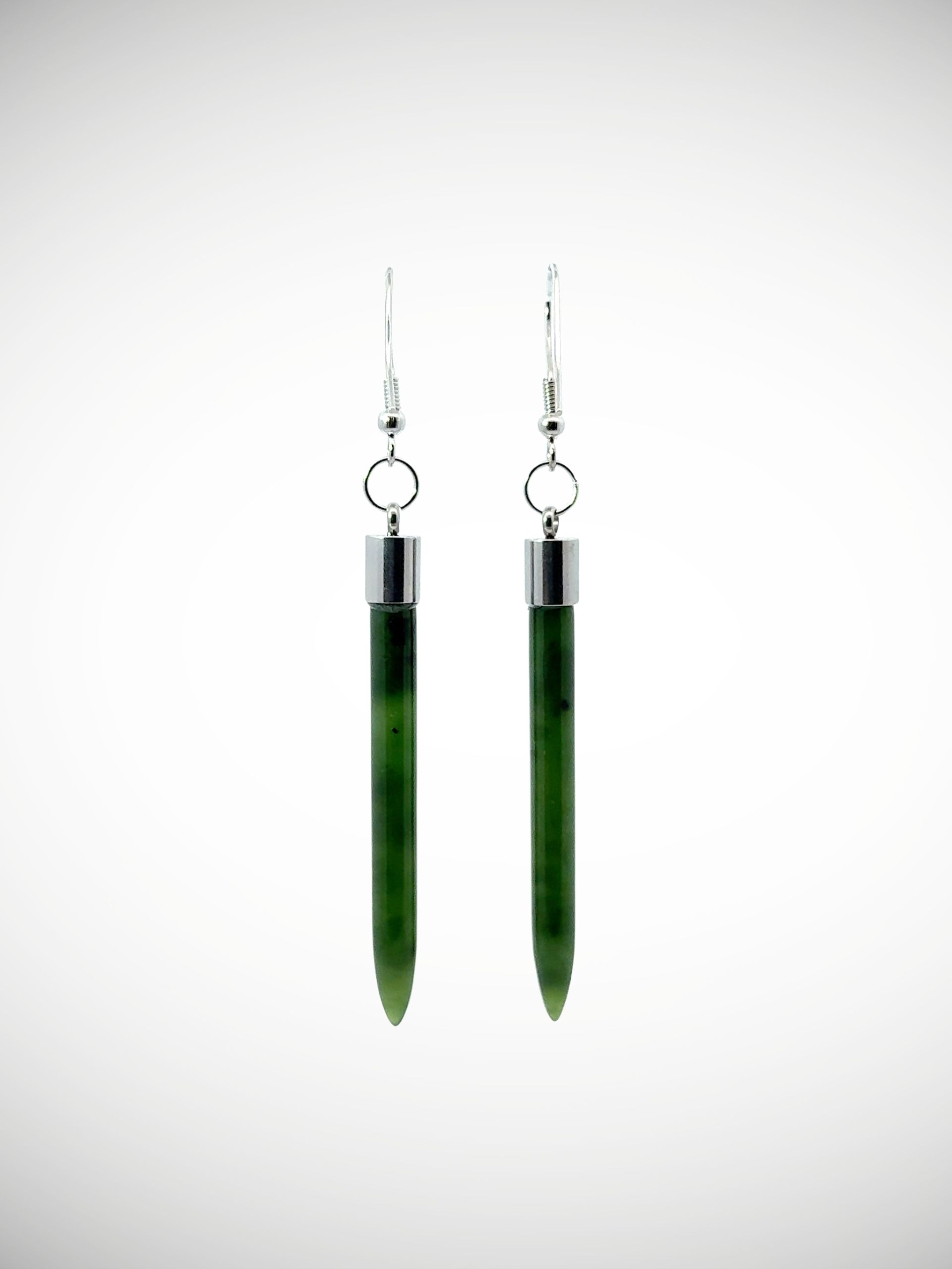 Moko Pounamu Genuine NZ Kawakawa Greenstone & Sterling Silver Earrings - Waimakariri