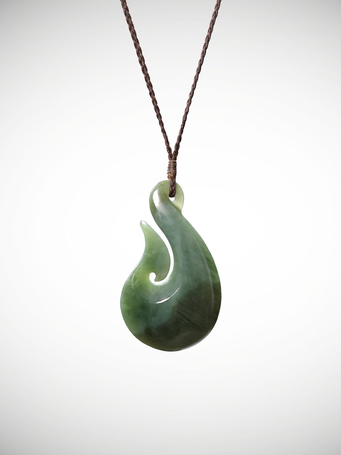 Moko Pounamu Hei Matau Genuine NZ Inanga Greenstone - Korakonui