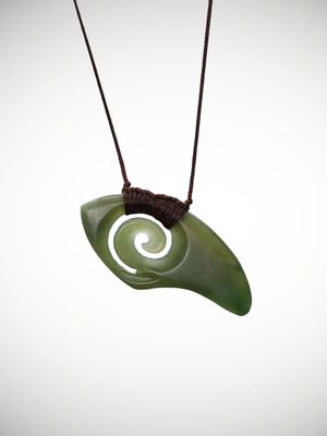 Moko Pounamu Koru Genuine NZ Inanga Greenstone - Haunui