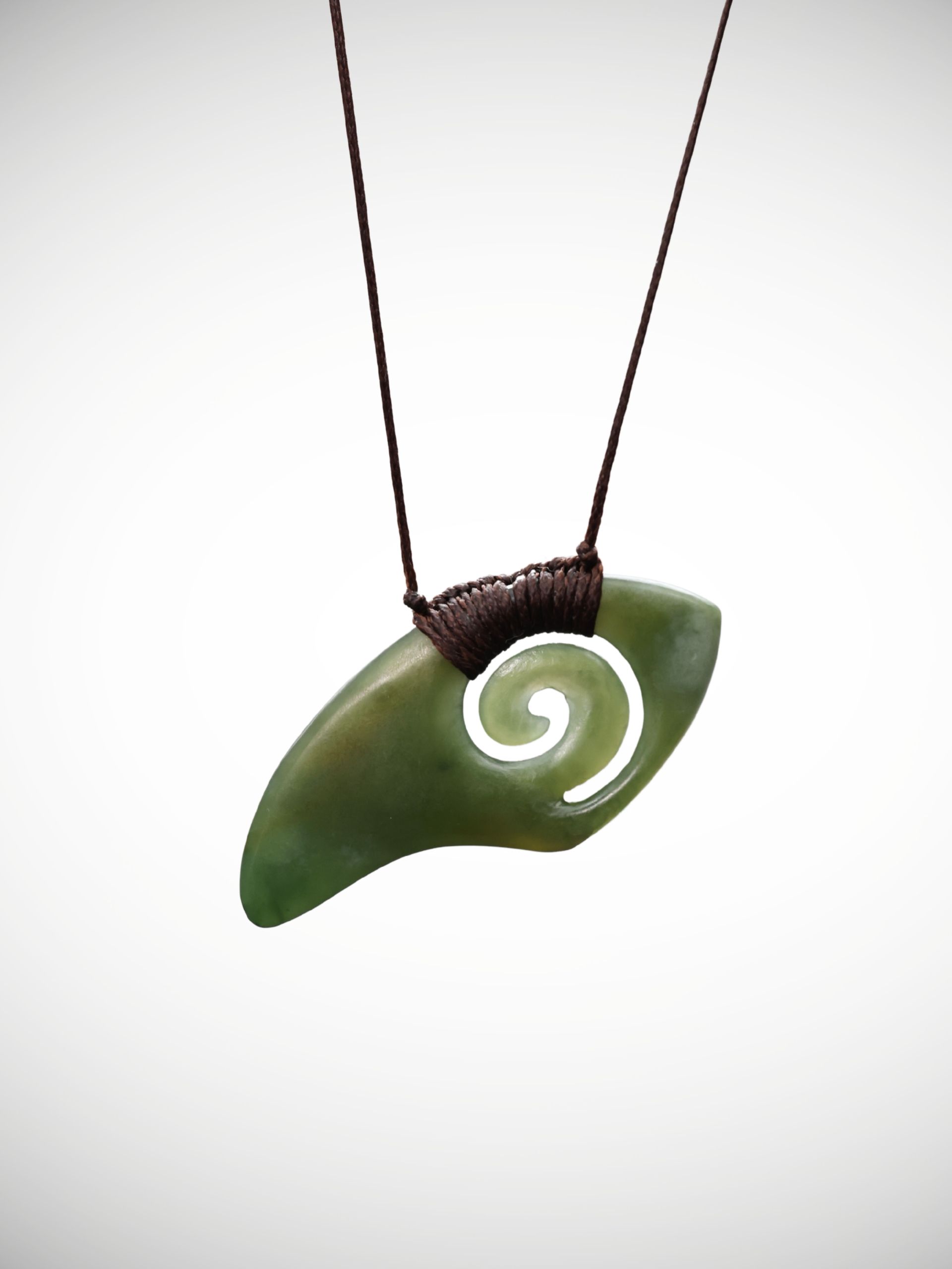 Moko Pounamu Koru Genuine NZ Inanga Greenstone - Haunui