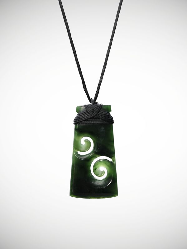 Moko Pounamu Toki Koru Genuine NZ Kawakawa Greenstone - Onetea