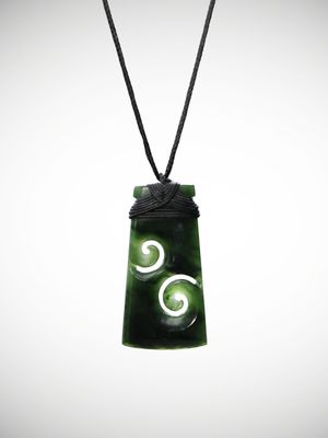 Moko Pounamu Toki Koru Genuine NZ Kawakawa Greenstone - Onetea