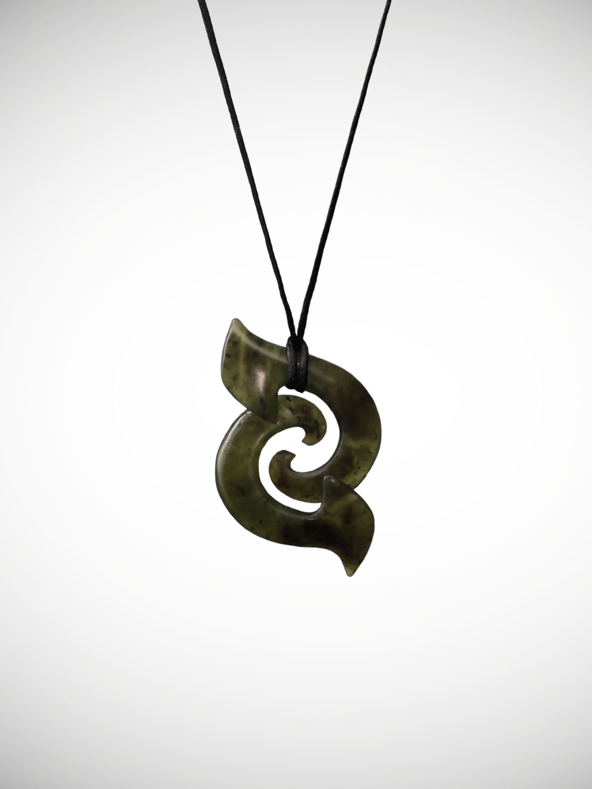 Moko Pounamu Triple Koru Genuine NZ Raukaraka Greenstone - Onetapu