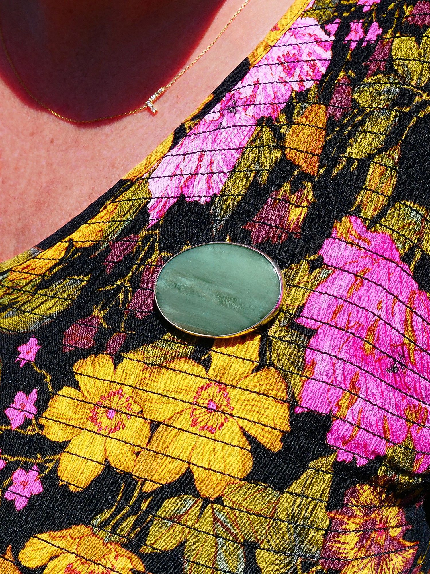 Moko Pounamu Oval Brooch Pīpīwharauroa Inanga Greenstone and Sterling Silver - Hamurana