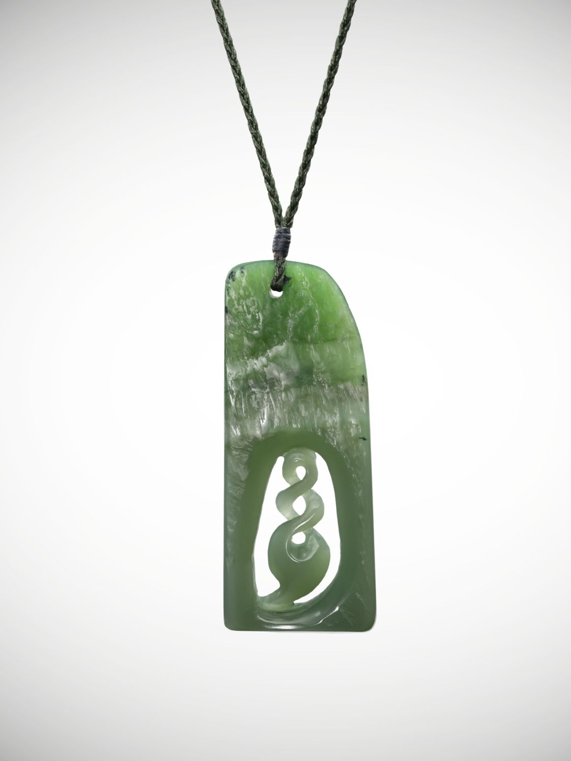 Moko Pounamu Kuru (Drop) With Pikorua Genuine NZ Inanga Greenstone - Motukiore