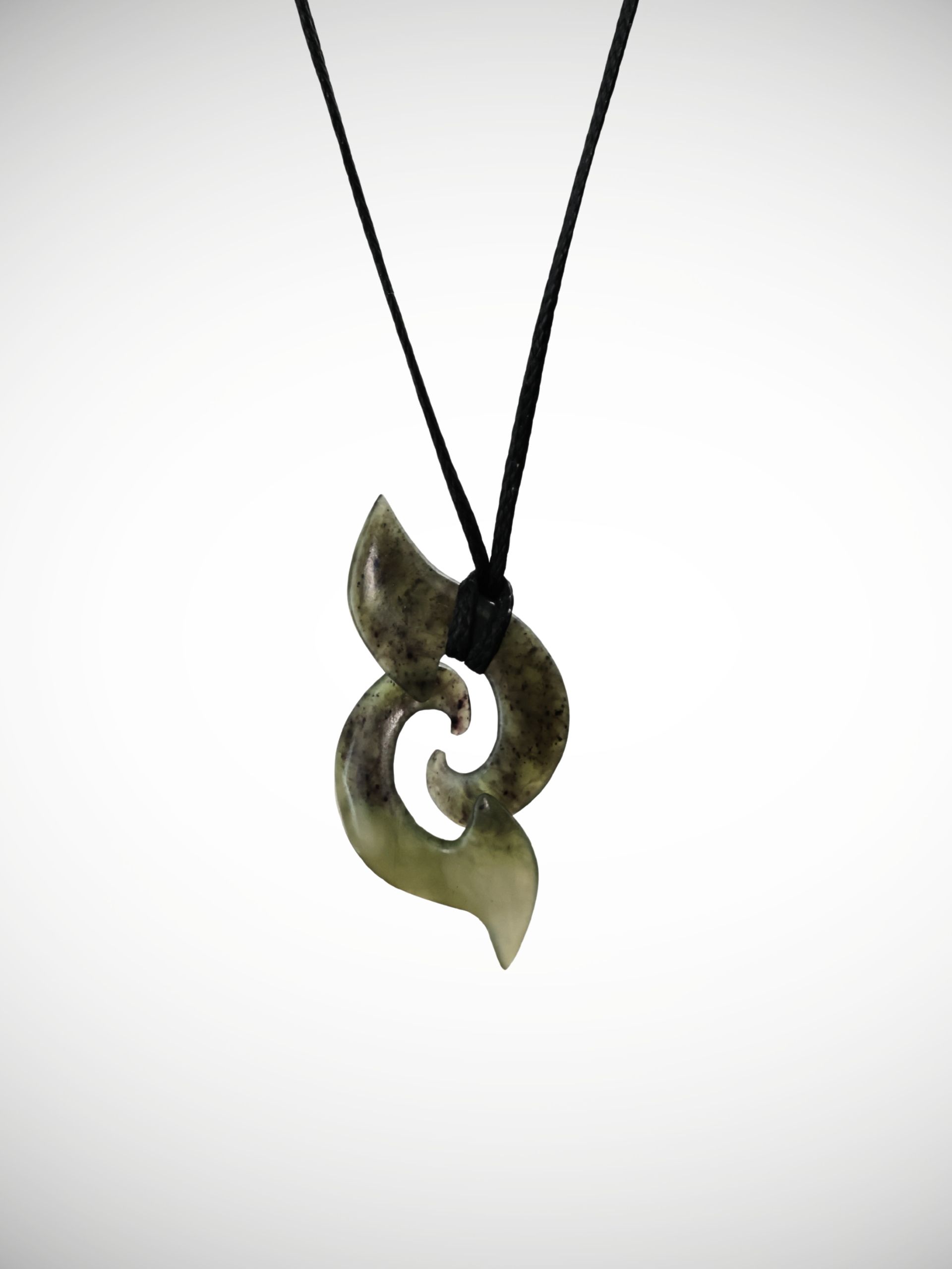 Moko Pounamu Double Koru Genuine NZ Raukaraka Greenstone - Ngaroto