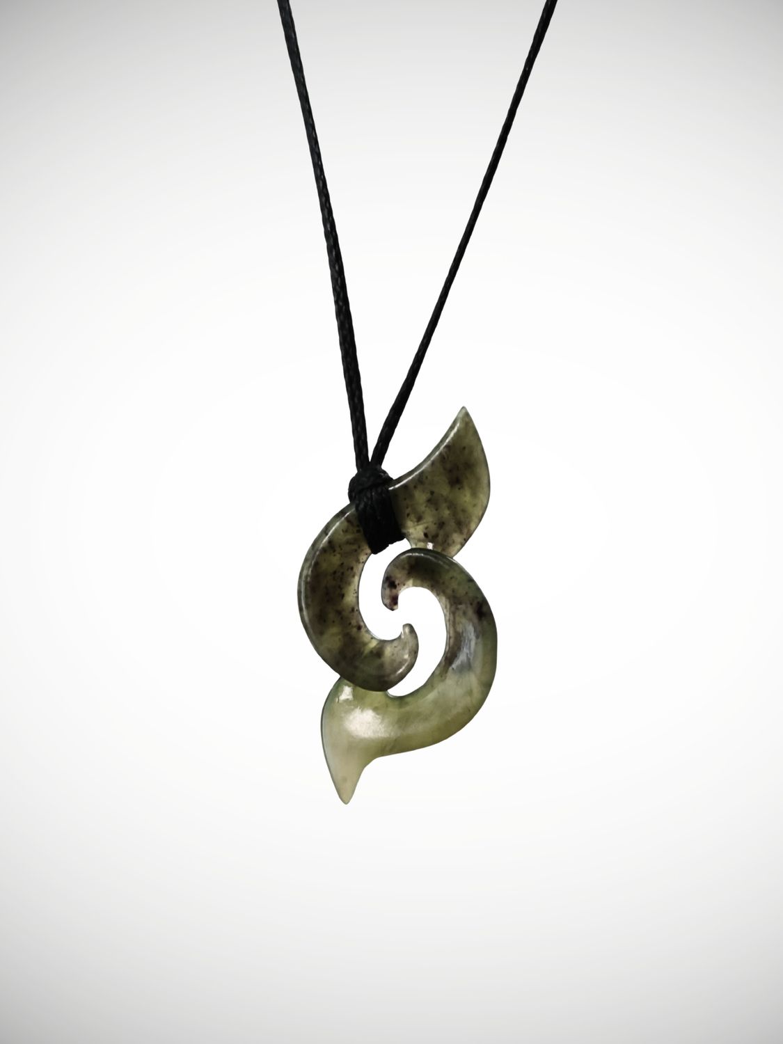 Moko Pounamu Double Koru Genuine NZ Raukaraka Greenstone - Ngaroto