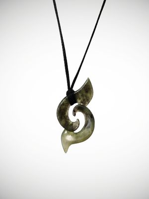 Moko Pounamu Double Koru Genuine NZ Raukaraka Greenstone - Ngaroto