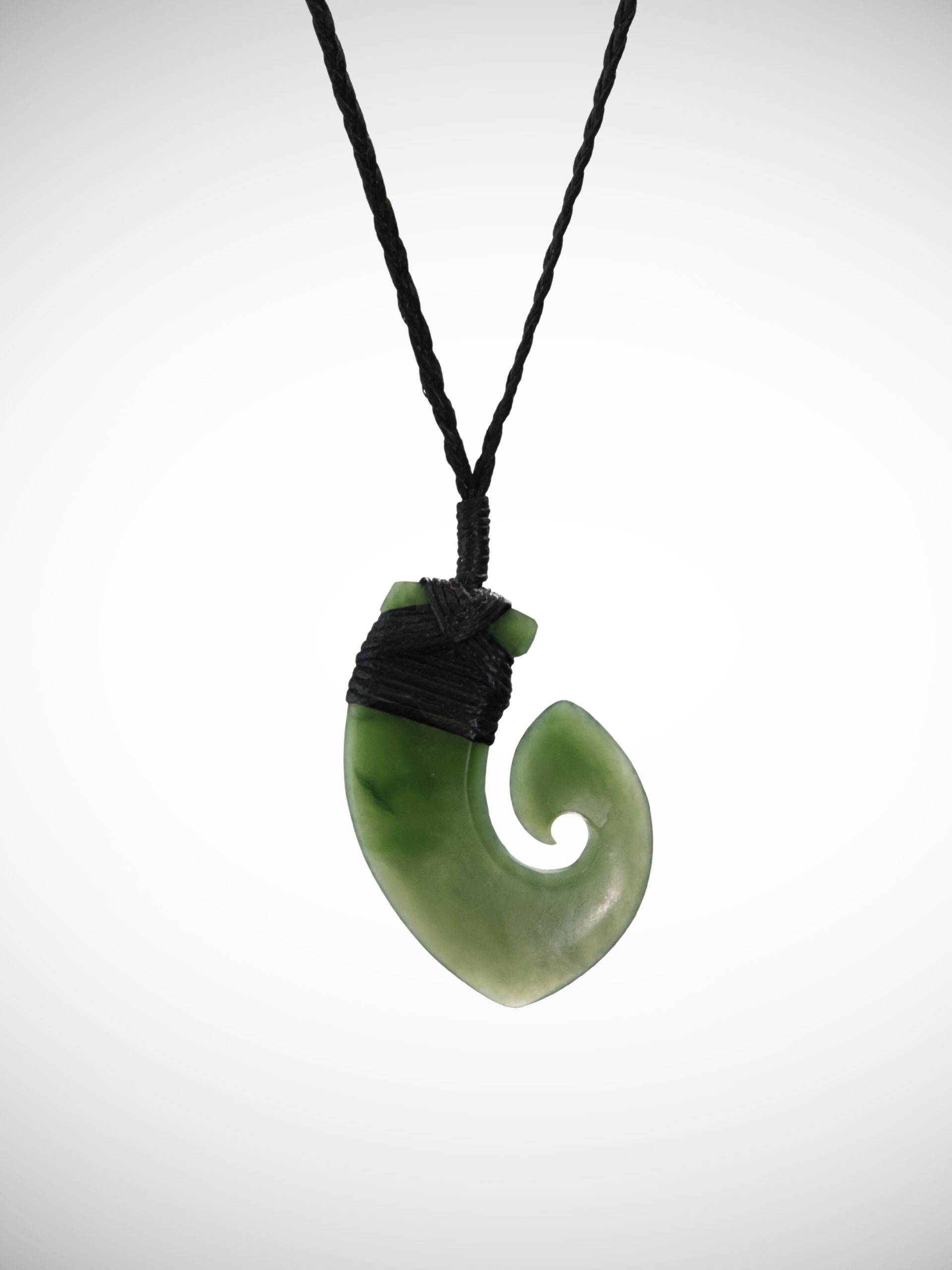 Moko Pounamu Hei Matau (Hook) Genuine NZ Kahurangi Greenstone - Ohope