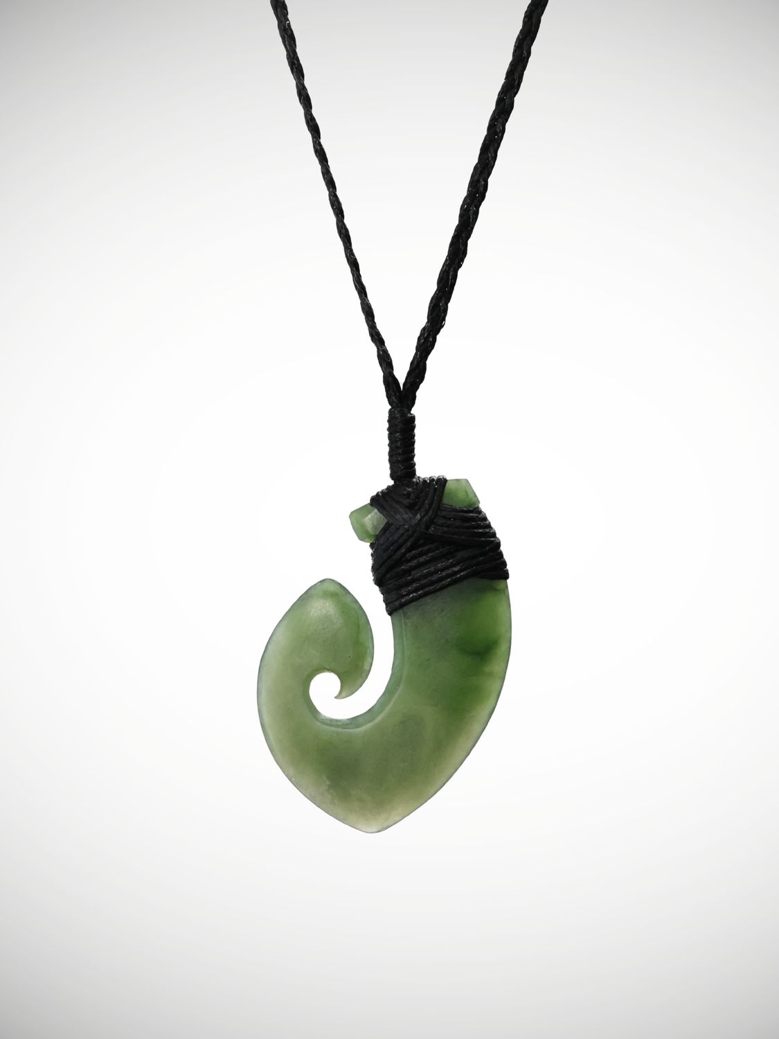 Moko Pounamu Hei Matau (Hook) Genuine NZ Kahurangi Greenstone - Ohope