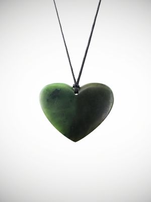 Moko Pounamu Heart Genuine NZ Kawakawa Greenstone - Mangaroa Moko Pounamu Heart Genuine NZ Kawakawa Greenstone - Mangaroa