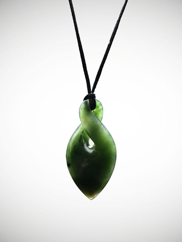 Moko Pounamu Single Pikorua (Twist) Genuine NZ Kawakawa Greenstone - Opanuku