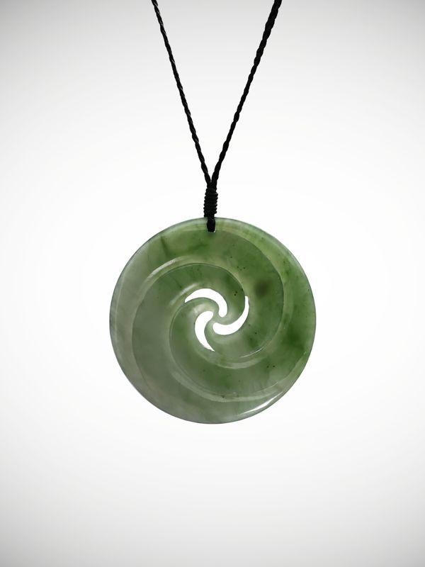 Moko Pounamu Triple Koru Genuine NZ Inanga Greenstone - Kaiaua