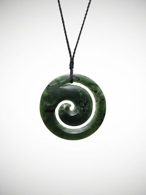 Moko Pounamu Koru Genuine NZ Kawakawa Greenstone - Mangaohutu Moko Pounamu Koru Genuine NZ Kawakawa Greenstone - Mangaohutu