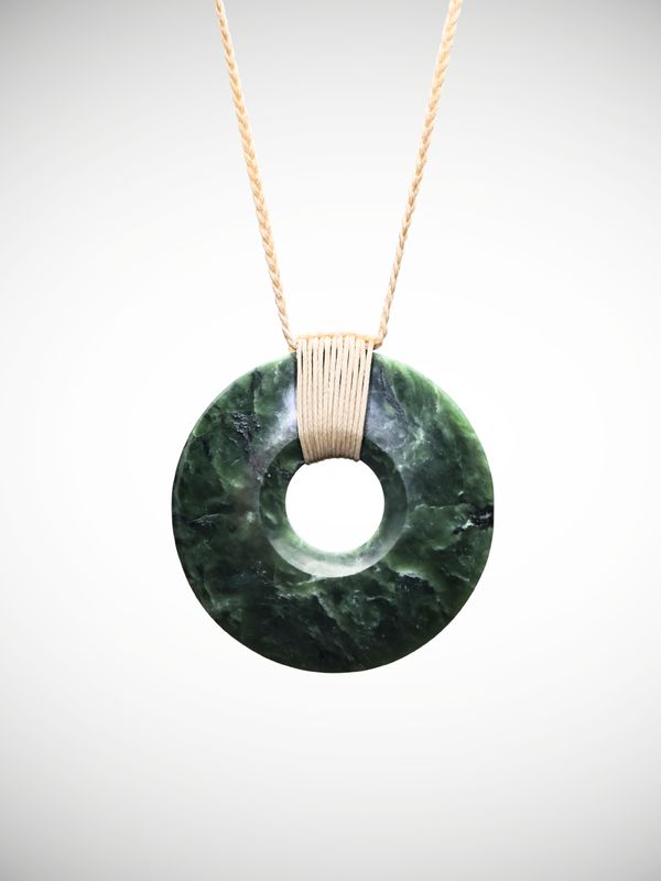 Moko Pounamu Porohita (Disc) Genuine NZ Kawakawa Greenstone - Mangarapa Moko Pounamu Porohita (Disc) Genuine NZ Kawakawa Greenstone - Mangarapa