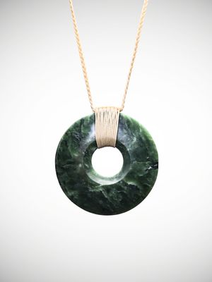 Moko Pounamu Porohita (Disc) Genuine NZ Kawakawa Greenstone - Mangarapa
