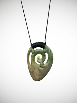Moko Pounamu Koru Genuine NZ Marsden Flower Greenstone - Aratoro