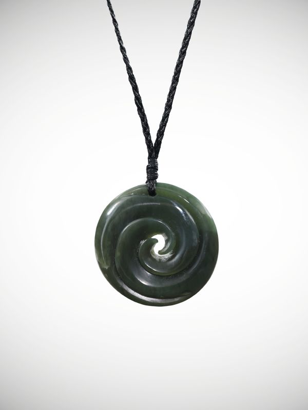 Moko Pounamu Double Koru Genuine NZ Kawakawa Greenstone - Oranga