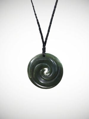 Moko Pounamu Double Koru Genuine NZ Kawakawa Greenstone - Oranga