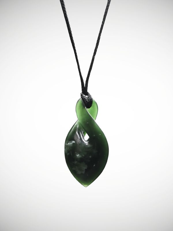Moko Pounamu Single Pikorua (Twist) Genuine NZ Kawakawa Greenstone - Onoke