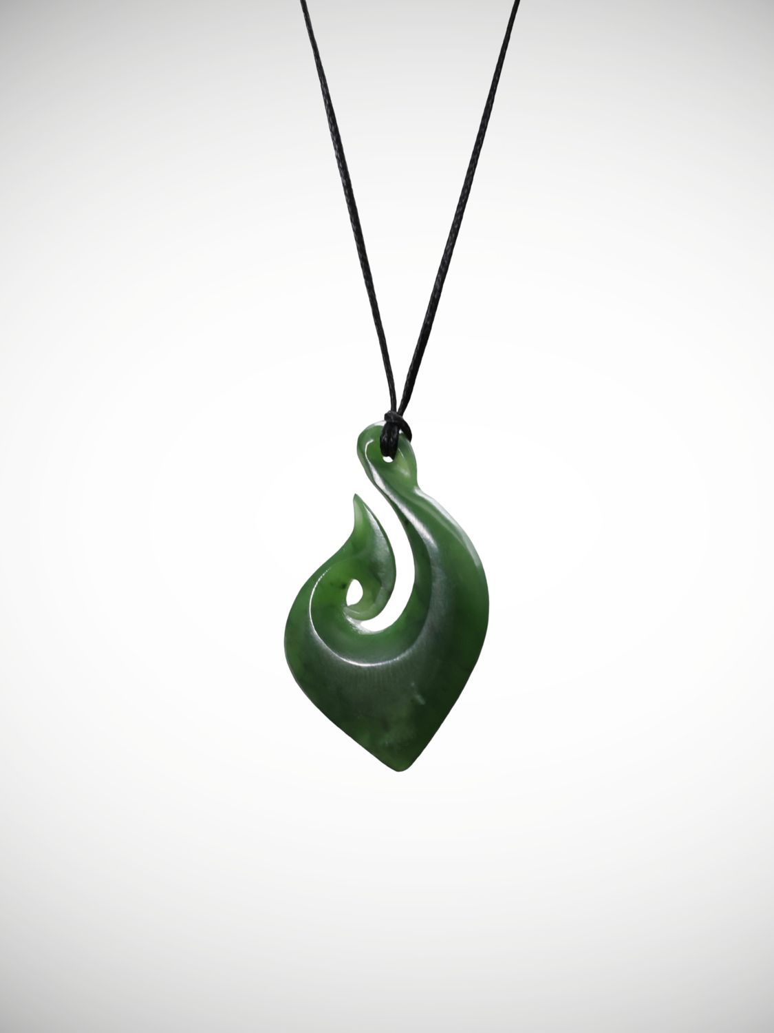 Moko Pounamu Hei Matau (Hook) Genuine NZ Kawakawa Greenstone - Kairara Moko Pounamu Hei Matau (Hook) Genuine NZ Kawakawa Greenstone - Kairara