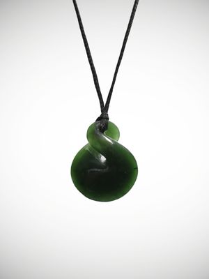 Moko Pounamu Single Pikorua (Twist) Genuine NZ Kawakawa Greenstone - Kaitangata