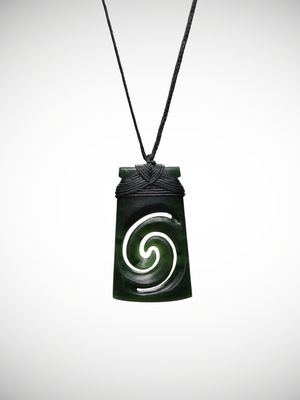 Moko Pounamu Toki Double Koru Genuine NZ Kawakawa Greenstone - Kotuku Moko Pounamu Toki Double Koru Genuine NZ Kawakawa Greenstone - Kotuku