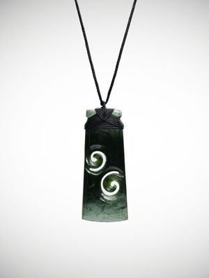 Moko Pounamu Toki Double Koru Genuine NZ Kawakawa Greenstone - Kaipupu Moko Pounamu Toki Double Koru Genuine NZ Kawakawa Greenstone - Kaipupu