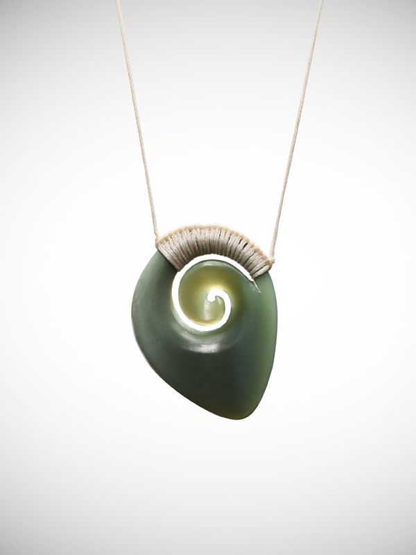 Moko Pounamu Koru Genuine NZ Inanga Greenstone - Kaimataitai