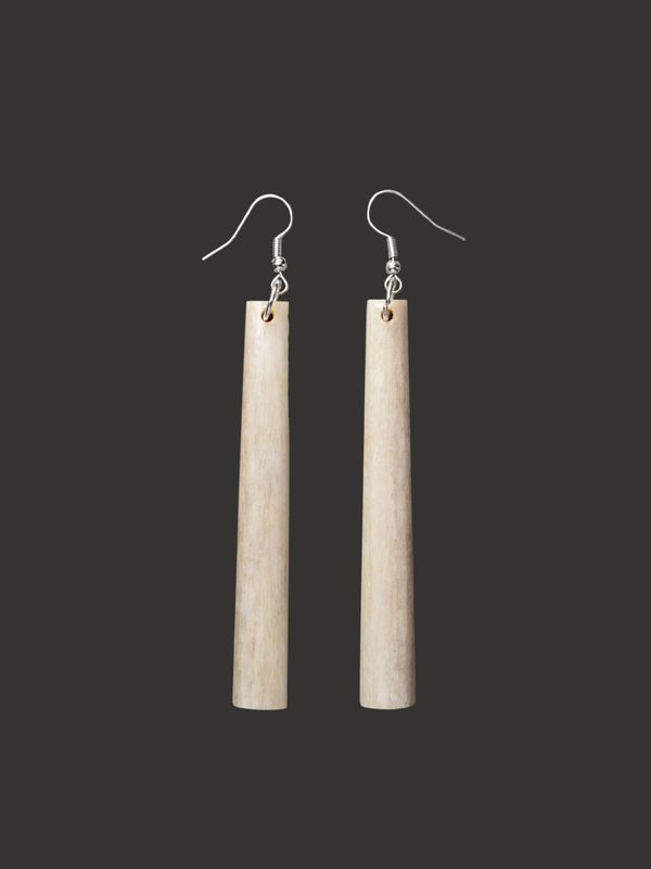 Moko Pounamu Whale Bone & Silver Drop Earrings - Waiomio