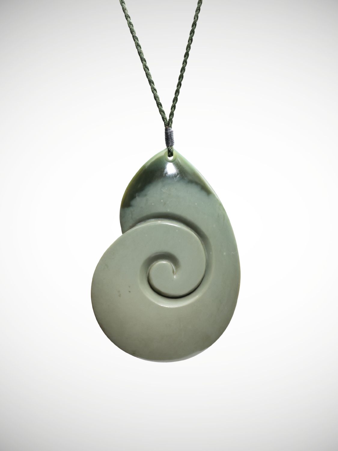 Moko Pounamu Koru Genuine NZ Inanga Greenstone - Ruawai