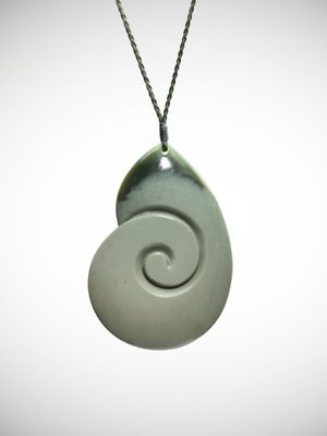 Moko Pounamu Koru Genuine NZ Inanga Greenstone - Ruawai Moko Pounamu Koru Genuine NZ Inanga Greenstone - Ruawai