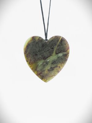 Moko Pounamu Heart NZ Genuine Hapopo Greenstone - Karaponga