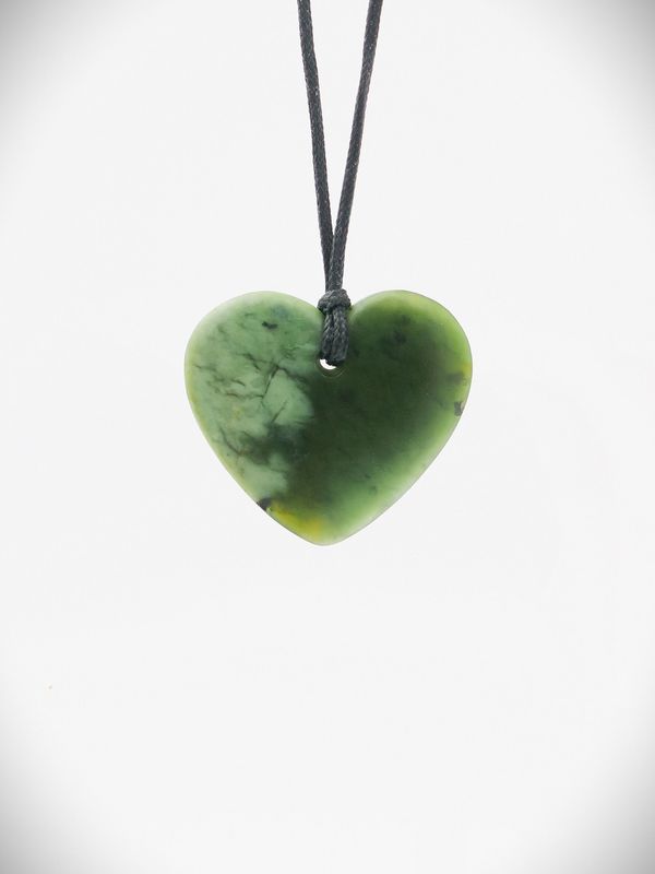 Moko Pounamu Heart NZ Genuine Hapopo Greenstone - Pikowai