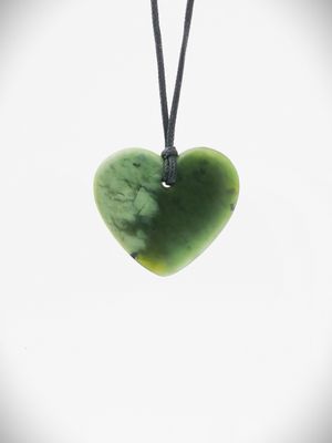Moko Pounamu Heart NZ Genuine Hapopo Greenstone - Pikowai