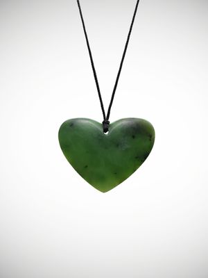 Moko Pounamu Heart Genuine NZ Kahurangi Greenstone - Haumoana
