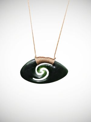 Moko Pounamu Double Koru Genuine NZ Kawakawa Greenstone - Houipapa Moko Pounamu Double Koru Genuine NZ Kawakawa Greenstone - Houipapa