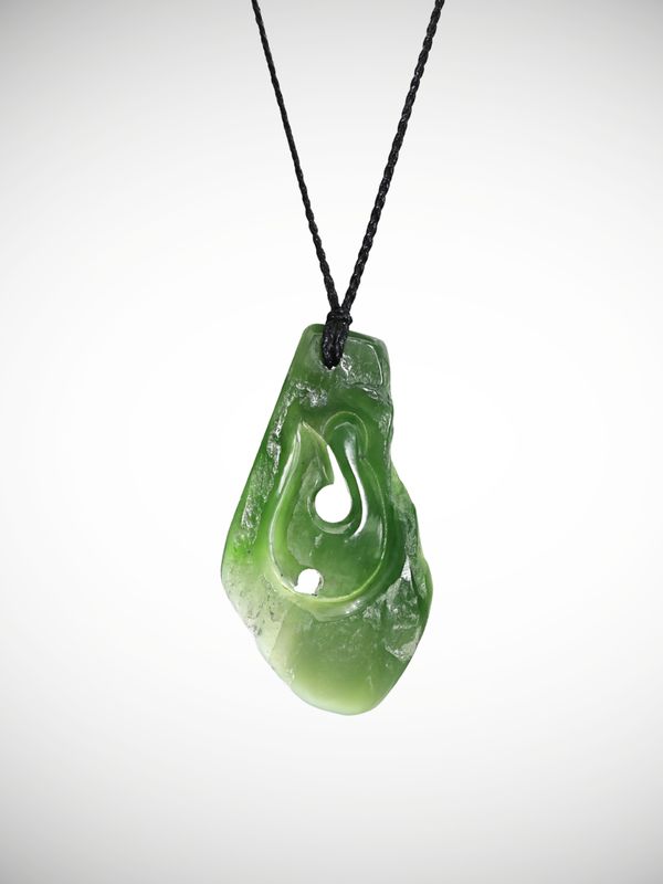 Moko Pounamu Hei Matau Genuine NZ Kahurangi Greenstone - Ngatuku