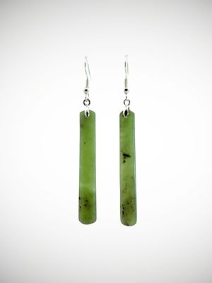 Moko Pounamu NZ Kahurangi Greenstone & Sterling Silver Earrings - Ngawi Moko Pounamu NZ Kahurangi Greenstone & Sterling Silver Earrings - Ngawi
