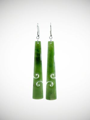 Moko Pounamu NZ Kahurangi Greenstone & Sterling Silver Earrings - Nukuroa