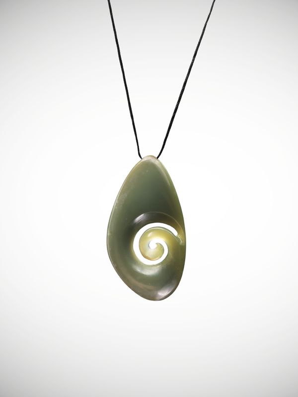 Moko Pounamu Koru Genuine NZ Inanga Greenstone - Papatoetoe