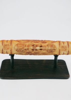 Moko Pounamu Stylised Kōauau (Flute) Stained Bone - Small Tiki