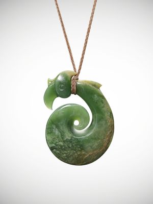 Moko Pounamu Manaia NZ Genuine Kahotea Flower Greenstone - Pareranui