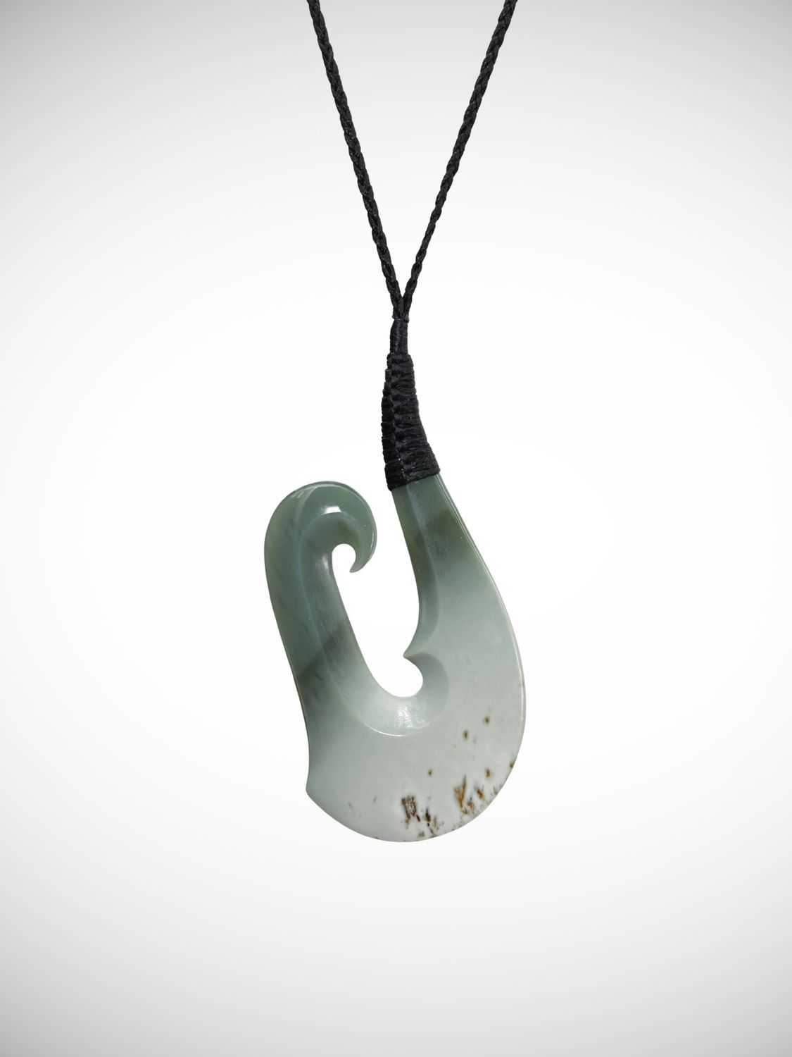 Moko Pounamu Hei Matau Genuine NZ Inanga Flower Greenstone - Ohotu Moko Pounamu Hei Matau Genuine NZ Inanga Flower Greenstone - Ohotu