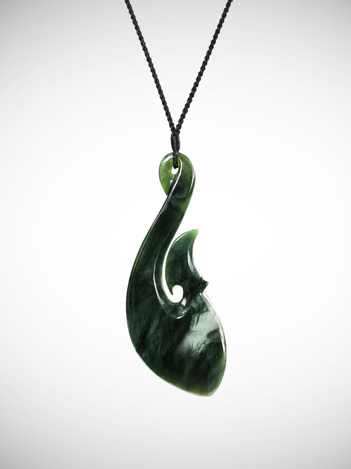 Moko Pounamu Hei Matau (Hook) Genuine NZ Kawakawa Greenstone - Okarahia Moko Pounamu Hei Matau (Hook) Genuine NZ Kawakawa Greenstone - Okarahia