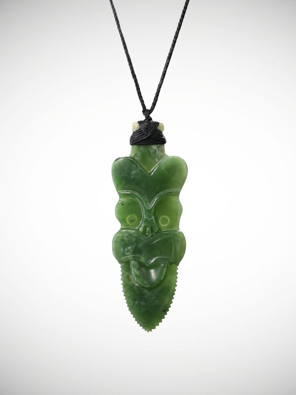 Moko Pounamu Arero Upoko NZ Genuine Kawakawa Greenstone - Oue