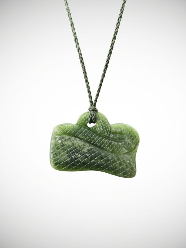 Moko Pounamu Kete Bag Genuine NZ Kahurangi Greenstone - Puketutu