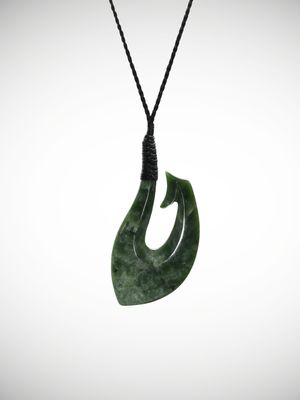 Moko Pounamu Hei Matau (Hook) Genuine NZ Auhunga Greenstone - Rakaunui Moko Pounamu Hei Matau (Hook) Genuine NZ Auhunga Greenstone - Rakaunui